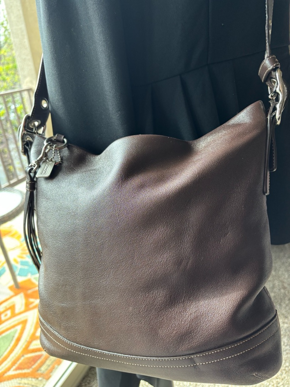 COACH Vintage Brown Leather Slim Convertible Shoulder/Crossbody 1414
